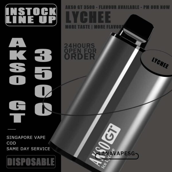 AKSO GT 3500 DISPOSABLE - VAPE SG Strive to go beyond limits! The Akso GT is rated at 3500 puffs and features a smaller battery than the Akso 1500. But it comes with a USB Type C charging port. This means that you can savour every ML if liquid in the tank. Akso GT also features a huge 12ML capacity. Mesh coils used in the GT ensure very good flavours production and to top it off, the GT comes with an adjustable airflow. Catering the needs of various types of vapers out there. Get AKSO GT 3500 DISPOSABLE Now with our VAPE SG SHOP - LANAVAPESG ! ⚠️PROMO BUNDLE SET⚠️ < Click Here Specification: Nic : 5% E-liquid Capacity:12ml Coil : Mesh Coil Battery Capacity: 650mAh(Rechargeable) Fully Charged Time : 30mins Puff: 3500 puffs ⚠️AKSO GT 3500 DISPOSABLE FLAVOUR LINE UP⚠️ Energy Drink Grape Ice Guava Lychee Ice Mango Ice Mint Ice Nutty Tobacco Pink Zest Strwaberry Cheesecake Watermelon Ice  Yam Sweet Watermelon Charcoal Roasted Coffee Apple Caramel Peanut Butter Cream Lemon Tart Sirap Bandung Rootbeer SG VAPE COD SAME DAY DELIVERY , CASH ON DELIVERY ONLY. ORDER BEFORE 5PM , SAME DAY NIGHT SLOT 7PM – 10PM RECEIVED PARCEL. TAKE BULK ORDER /MORE ORDER PLS CONTACT US : LANAVAPESG WHATSAPP VIEW OUR DAILY NEWS INFORMATION VAPE : LANAVAPESG CHANNEL
