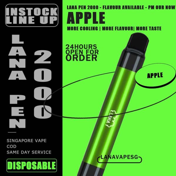 LANA PEN 2K DISPOSABLE - VAPE SG Take the Best Seller Flavour Top 3 from LANA PEN DISPOSABLE ! Tie Guan Yin The taste of Lana pen disposable vapes of the tieguanyin flavor is very unique. It breaks the previous fruit flavor and integrates the mellow taste of Tieguanyin tea into it. Fragrance of tea Mixed Fruit MIXED FRUIT Disposable Vape  is the latest disposable electronic cigarette flavor developed by lana. It incorporates the flavor of skittles into electronic cigarettes. , whether you are a primary user of electronic cigarettes or a professional, it is easy to activate it, very simple, its fashionable appearance makes you the most shining star in the crowd. Sweet Peach Lana pen disposable vapes of the sweet peach flavor is a little sweeter than other flavors. It is mixed with the fruity aroma of fresh peach, sweet and slightly icy roar but not Very exciting, the taste is relatively rich, if you have friends who like the aroma of peach, this is definitely your best choice. SPECIFITION : Nicotine : 5% E-Liquid : 6ml Capacity : 6ml Non-Rechargeable ⚠️LANA PEN 2000 DISPOSABLE FLAVOUR LIST⚠️ Apple Berry Coke Grape Lush Ice Lychee Mango Milkshake Mineral Mixed Fruit Passion Peach Skittles Strawberry Strw Watermelon Tie Guan Yin SG VAPE COD SAME DAY DELIVERY , CASH ON DELIVERY ONLY. ORDER BEFORE 5PM , SAME DAY NIGHT SLOT 7PM – 10PM RECEIVED PARCEL. TAKE BULK ORDER /MORE ORDER PLS CONTACT US : LANAVAPESG WHATSAPP VIEW OUR DAILY NEWS INFORMATION VAPE : LANAVAPESG CHANNEL