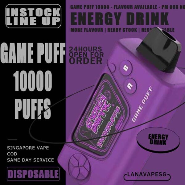 GAME PUFF DISPOSABLE 10000 - VAPE SG GamePuff 10000 Disposable is inherits the taste of GamePuff 6000 and release more new flavour. Game puff device use GBA emulator model design.This old shcool vape design and smooth flavour make young generation cannot reject it. Game Puff disposable come with 12 superior flavour.Each vape flavour is specially formalated after market research to target young generation. Specification : Puff : 10000 Puffs Nicotine : 5% Capacity : 15ml Charging : Rechargeable with Type C Adjustable : Airflow ⚠️GAME PUFF 10000 DISPOSABLE FLAVOUR LIST⚠️ Strawberry yogurt Strawberry mango Mango peach Mango grape Strawberry ice cream Strawberry watermelon Watermelon Yakult Strawberry Honeydew melon Ribena Energy drink SG VAPE COD SAME DAY DELIVERY , CASH ON DELIVERY ONLY. ORDER BEFORE 5PM , SAME DAY NIGHT SLOT 7PM – 10PM RECEIVED PARCEL. TAKE BULK ORDER /MORE ORDER PLS CONTACT US : LANAVAPESG WHATSAPP VIEW OUR DAILY NEWS INFORMATION VAPE : LANAVAPESG CHANNEL