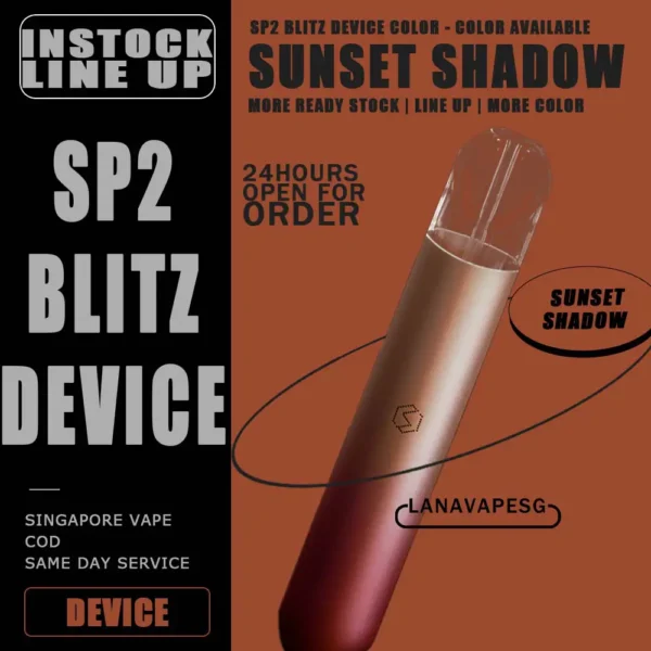 SP2 DEVICE - SG VAPE SHOP COD SP2 Blitz DEVICE, as known as SP2S, is all-in-one closed pod system produced by Spring Time. It powered by 350mAh built-in battery and equipped with transparent crystal pod flavour with BLITZ light. With pre-filled 2ml e-liquid, the SP2 Blitz brings an easy vape for portability and ease of use. SP2 has a vibration reminder after taking over 15 puff within 10min. The Sp2 Blitz Device LED light indicator display red light during charging, and light off after the battery is fully charged. The LED light flashes 10 times to indicate low power. Features: Built-in Battery 350mAh Maximum Wattage: 10-15W Magnetic Pod Connection Full Charge 40min last up to 300-500 puff Specification : Built-in Battery 350mAh Maximum Wattage: 10-15W Magnetic Pod Connection Full Charge 40min last up to 300-500 puff Package Included : 1 x Device 1 x Type-C Cable ⚠️SP2 BLITZ DEVICE COMPATIBLE POD WITH⚠️ SP2 POD LANA POD ZEUZ POD ZENO POD GENESIS POD R-ONE POD KIZZ POD J13 POD ⚠️SP2 DEVICE COLOUR LINE UP⚠️ Black Pink – Romance Red Blue Black – Samurai Blue Gold – Gold Generation Gold Twilight – Sunset Shadow Silver Blue – Galaxy Blue Sky Blue – Quasar Green White – Pearl White SG VAPE COD SAME DAY DELIVERY , CASH ON DELIVERY ONLY. ORDER BEFORE 5PM , SAME DAY NIGHT SLOT 7PM – 10PM RECEIVED PARCEL. TAKE BULK ORDER /MORE ORDER PLS CONTACT US : LANAVAPESG WHATSAPP VIEW OUR DAILY NEWS INFORMATION VAPE : LANAVAPESG CHANNEL
