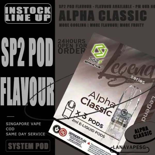 SP2 POD FLAVOUR - VAPE SG SP2 Pod Flavour also known as SPRINGTIME. Pod Flavour starter kit comes with rechargeable device with usb Type C cable. The magnet on both battery and pod cartridge for easy plug and play. Specifications : Nicotine 3% Capacity 2ml per pod Package Included : 1 Pack of 3 pods ⚠️SP2 POD COMPATIBLE DEVIE WITH⚠️ DARK RIDER 3S DEVICE DD CUBE INSTAR DEVICE RELX CLASSIC DEVICE SP2 BLTIZ DEVICE SP2 LEGENG SERIES DEVICE SP2 M SERIES DEVICE WUUZ DEVICE ZEUZ DEVICE ⚠️SP2 POD FLVAOUR AVAILABLE⚠️ 100 Plus Alpha Classic Baby Taro Bubblegum x Lime Cola Double Mint Green Bean Green Tea Guava Heineken Iced Coffee Jasmine Green Tea Long Jing Tea Lemonade Lychee Mango Orange Passion Fruit Peach Peach Oolong Pineapple Pure Lychee Rootbeer Rose Tea Ruby Strawberry Tie Guan Yin Tropical Pear Tropical SG (Fruit Punch) Watermelon White Grape Winter Tobacco Gummy Honeydew Grapefruit Jasmine Tea SG VAPE COD SAME DAY DELIVERY , CASH ON DELIVERY ONLY. ORDER BEFORE 5PM , SAME DAY NIGHT SLOT 7PM – 10PM RECEIVED PARCEL. TAKE BULK ORDER /MORE ORDER PLS CONTACT US : LANAVAPESG WHATSAPP VIEW OUR DAILY NEWS INFORMATION VAPE : LANAVAPESG CHANNEL