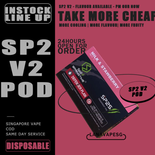 SP2 V2 POD - SG VAPE SHOP COD SP2s V2 also known as SPRING TIME VERSION 2. SP2s II pod experience the wide range of flavors that you’re always imagined testing. The Richness will Surprise you. ⚠️SP2 V2 POD FLAVOUR LINE UP⚠️ Energy Drink Extra Mint Gold Tobacco Honeydew Jasmine Tea Juicy Grape Mango Lime Milk Strawberry Mix Bubble Gum (Grape + RootBeer) Pure Apple Rich Watermelon Root Beer Extra Summer Passion Sweet Peach Tie Guan Yin SP2 V2 POD ONLY COMPATIBLE WITH SP2 V2 DEVICE SG VAPE COD SAME DAY DELIVERY , CASH ON DELIVERY ONLY. ORDER BEFORE 5PM , SAME DAY NIGHT SLOT 7PM – 10PM RECEIVED PARCEL. TAKE BULK ORDER /MORE ORDER PLS CONTACT US : LANAVAPESG WHATSAPP VIEW OUR DAILY NEWS INFORMATION VAPE : LANAVAPESG CHANNEL
