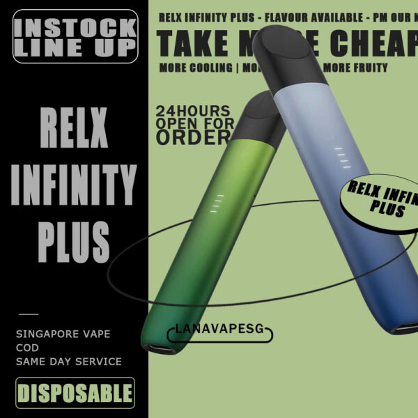 RELX INFINITY PLUS DEVICE - SG VAPE SHOP COD RELX INFINITY PLUS DEVICE , is LANA VAPE SG , SG VAPE SHOP COD READY STOCK. Specification : Battery capacity: 380mAh Package Included : 1 x Device 1 x USB Type-C charging cable ⚠️RELX INFINITY PLUS DEVICE COMPATIBLE POD WITH⚠️ ISHO INFINITY POD LANA INFINITY POD RELX INFINITY POD ZEUZ INFINITY POD ⚠️RELX INFINITY PLUS DEVICE COLOR AVAILABLE LINE UP⚠️ Flame Orange Frosted White Graphite Black Iris Blue Moon Silver Morning Frost Green SG VAPE COD SAME DAY DELIVERY , CASH ON DELIVERY ONLY. ORDER BEFORE 5PM , SAME DAY NIGHT SLOT 7PM – 10PM RECEIVED PARCEL. TAKE BULK ORDER /MORE ORDER PLS CONTACT US : LANAVAPESG WHATSAPP VIEW OUR DAILY NEWS INFORMATION VAPE : LANAVAPESG CHANNEL