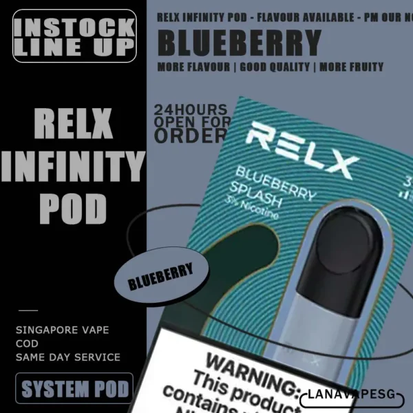 RELX INFINITY POD - SG VAPE SHOP COD Specification : Nicotine : 0% / 3% / 3.5% / 5% Capacity: 2ml Life Span: 500-650 puff Package Included : 1 Pack of 3 pods ⚠️ RELX INFINITY POD FLAVOUR LINE UP⚠️ Blueberry Splash – Blueberry Classic Tobacco (5%) Crisp Green – Green Apple Dark Sparkle – Cola Coke Exotic Passion – Passion Fruit Extra Menthol – Mint (5%) Fragrant Fruit – Lychee Fresh Red – Watermelon Fresh Zest – Lemon Zest Golden Crystal – Honey Grapefruit Golden Heart – Strawberry Golden Slice – Mango Hawaiian Sunshine – Pineapple Iced Black Tea Iced Latte Jasmine Green Tea Long Jing Ice Tea Ludou Ice – Green Bean Mellow Melody – Honeydew Melon Mint Freezy (5%) Oolong Ice Tea Orchard Rounds – Fresh Peach Rich Tobacco (5%) Root Brew – Rootbeer Strawberry Burst (3.5%) Sunny Sparkle – Orange Sunset Paradise – Guava Tangy Green – Grape Apple Tangy Purple – Grape Taro Scoop Thai Milk Tea White Coffee White Freeze – Icy Slush Zesty Menthol – Lemon Mint (5%) Zesty Sparkle – Sprite ⚠️RELX INFINITY POD COMPATIBLE DEVICE WITH⚠️ DD CUBE DEVICE RELX INFINITY PLUS DEVICE RELX ESSENTIAL DEVICE RELX INFINITY 2 DEVICE SG VAPE COD SAME DAY DELIVERY , CASH ON DELIVERY ONLY. ORDER BEFORE 5PM , SAME DAY NIGHT SLOT 7PM – 10PM RECEIVED PARCEL. TAKE BULK ORDER /MORE ORDER PLS CONTACT US : LANAVAPESG WHATSAPP VIEW OUR DAILY NEWS INFORMATION VAPE : LANAVAPESG CHANNEL