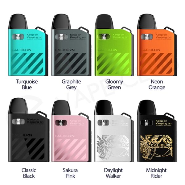 UWELL CALIBURN AK2 - ( LANA VAPE SG ) UWELL Caliburn AK2, the new Caliburn's generation, features its appearance & shape which is cute as a biscuit so that you can use single hand to top-up. It uses the previous Caliburn A2 Cartridge which adopts top filling system & visible window. Built-in FeCrAI UN2 Meshed-H 0.9 Ω Coil in the Cartridge can provide you authentic flavor. Moreover, the device uses 520mAh built-in battery and supports simply direct vaping. Features: Caliburn A2 Cartridge, top filling system, with visible window FeCrAI UNMeshed-H 0.9 Ω Coil,to provide authentic flavor 520mAh built-in battery, support direct draw Cute as a biscuit, single handed to top-up SPECIFICATIONS: Size: 43 x 12 x 69mm Capacity 2ml Resistance: 0.9Ω Battery: 520mAh PACKAGE INCLUDES: 1x Caliburn KA2 Pod System 1x UN2 Meshed-H 0.9Ω Caliburn A2 Refillable Pod (Pre-installed) 1x UN2 Meshed-H 0.9Ω Caliburn A2 Refillable Pod (Spare) 1x Silicone Lanyard 1x User's Manual