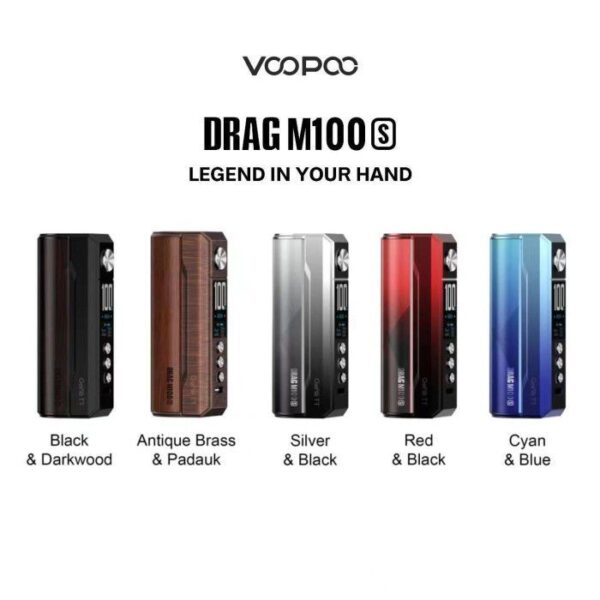 VOOPOO DRAG M100S - ( LANA VAPE SG ) VOOPOO Drag M100S starter kit is definitely a compact and versatile vaping solution. Its 5-100W output range, single 18650 or 21700 battery compatibility, and UFORCE-L Tank make it a standout choice for vapers seeking a perfect balance between portability and performance. Crafted from durable zinc-alloy, the Drag M100S showcases a visually striking design while remaining highly portable. With its Wattage, Smart, ECO, and TC Modes, this kit adapts effortlessly to your preferred vaping style, delivering outstanding flavor and vapor production. Features: 5W-100W Adjustable Wattage Powered by Single 18650 / 21700 Battery Innovative 3 Hole Air Inlet Leakproof Top Airflow Smart, ECO, TC Mode  Specifications: Size: 90 x 36 x 30mm Weight: 137.2g Resistance Range: 0.05-3.0Ω  Package included: 1x Voopoo Drag M100S Device 1x Voopoo UFORCE-L TANK (5.5ml) 1x Voopoo PnP-TW20 0.2Ω 1x Voopoo PnP-TW15 0.15Ω 1x Spare Bubble Glass (5.5ml) 1x Silicone Rubber Pack 1x 18650 Adapter 1x Type-C Cable 1x User Manual ⚠️AVAILABLE COLOR⚠️ Red & Black Antique Brass & Padauk Black & Darkwood Cyan & Blue Silver & Black SG VAPE COD SHOP, CASH ON DELIVERY ONLY. FOR ALL VAPE MOD ONLY PRE-ORDER 7DAYS - 10DAYS WITHIN IN. TAKE BULK ORDER /MORE ORDER PLS CONTACT US : LANAVAPESG WHATSAPP VIEW OUR DAILY NEWS INFORMATION VAPE : LANAVAPESG CHANNEL
