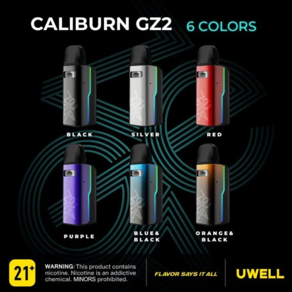UWELL CALIBURN GZ2 - ( LANA VAPE SG ) UWELL CALIBURN GZ2 is a small and simple option that’s ideal for beginner vapers or anyone in need of a pocket-friendly refillable vape. Its compact, boxy build fits in the palm of your hand but still manages to find room for a large 850mAh battery. Capable of a 17W output, it creates a discreet amount of vapour that feels more like a cigarette. Each kit comes complete with a refillable 2ml Caliburn G2 pod and two Caliburn G coils to get you started. Features: MTL Vape Kit 850mAh Battery 17W Max Output Inhale Activated Dual Fixed Airflow Capacity 2ml  Package Includes: Caliburn GZ2 Device Caliburn G2 refillable 2ml Pod 0.8 Ohm Caliburn G Mesh Coil (Pre-Installed) 1.2 Ohm Caliburn G Coil USB-C Charging Cable User Manual ⚠️AVAILABLE COLOR⚠️ Black Red Silver Purple Blue & Black Orange & Black SG VAPE COD SHOP, CASH ON DELIVERY ONLY. FOR ALL VAPE MOD ONLY PRE-ORDER 7DAYS - 10DAYS WITHIN IN. TAKE BULK ORDER /MORE ORDER PLS CONTACT US : LANAVAPESG WHATSAPP VIEW OUR DAILY NEWS INFORMATION VAPE : LANAVAPESG CHANNEL