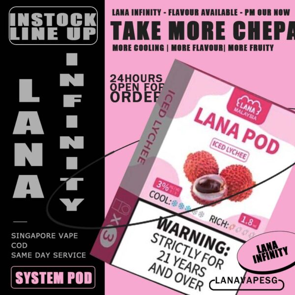 LANA INFINITY POD - SG VAPE SHOP COD The Lana Infinity Pod is arguably one of the best reloading systems you will ever use. It improves the atomisation system of the first generation LANA POD and upgrades the heating core again, resulting in a fresher atomised smoke and softer e-liquid, giving the user a more intense taste. At the same time, the oil sealing technology has been improved several times, greatly avoiding e-liquid leakage. Specifications: Nicotine 3% Capacity 2ml per pod Package Included: 1 Pack of 3 pods COMPATIBLE DEVICE WITH DD Cube device Relx Infinity device Relx Essential device Relx Phantom device ⚠️ LANA INFINITY POD FLAVOUR LINE UP⚠️ Passion Fruit Iced Lychee Mango Milkshake Taro Ice Cream Energy Drink Peach Grape Banana Strawberry Milk Strawberry Watermelon Berry Blast Juicy Grape Tie Guan Yin Watermelon Sea Salt Lemon Peach Blueberry Coke Sprite Strawberry Kiwi SG VAPE COD SAME DAY DELIVERY , CASH ON DELIVERY ONLY. ORDER BEFORE 5PM , SAME DAY NIGHT SLOT 7PM – 10PM RECEIVED PARCEL. TAKE BULK ORDER /MORE ORDER PLS CONTACT US : LANAVAPESG WHATSAPP VIEW OUR DAILY NEWS INFORMATION VAPE : LANAVAPESG CHANNEL