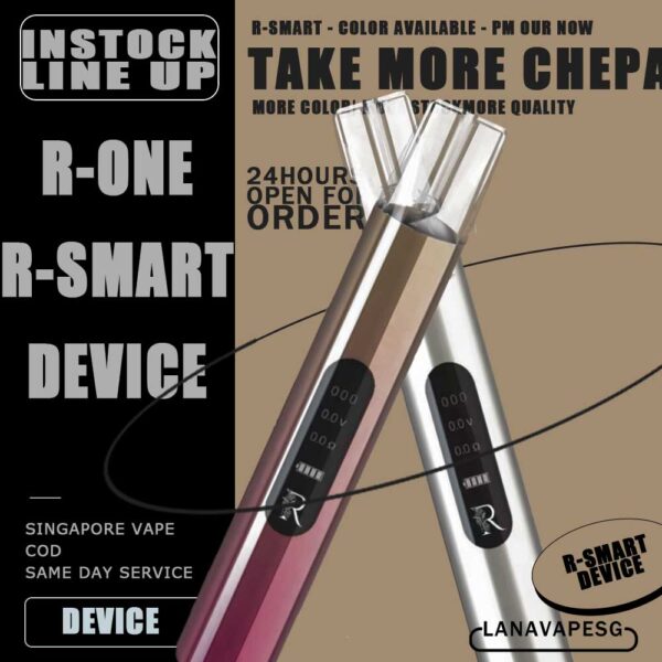 R-ONE SMART DEVICE - SG VAPE SHOP COD The R-ONE DEVICE R-SMART features a closed pod system with proprietary prefilled R-ONE nic salt based flavor pods perfectly formulated to provide a smooth and satisfying throat hit. Specification : Battery Capacity: 500 mAh Type C Charging Cable Puffdisplayed, pull out pods to reset puffs vaping duration displayConstant voltage display Resistance display, insert different pods will show different resistance. Power display, each grid represents 25% power. Compatible Pod With : RELX CLASSIC POD SP2 POD LANA POD R-ONE POD ZEUZ POD ZENO POD GENESIS POD KIZZ POD EVA POD ⚠️R-ONE DEVICE (R-SMART) COLOR LINE UP ⚠️ Champagne Gold Coral (ROSE GOLD) Pail Lilac (PURPLR) Black Jade Light Lime (GREEN YELLOW) Cornflower Blue (PURPLE BLUE) SG VAPE COD SAME DAY DELIVERY , CASH ON DELIVERY ONLY. ORDER BEFORE 5PM , SAME DAY NIGHT SLOT 7PM – 10PM RECEIVED PARCEL. TAKE BULK ORDER /MORE ORDER PLS CONTACT US : LANAVAPESG WHATSAPP VIEW OUR DAILY NEWS INFORMATION VAPE : LANAVAPESG CHANNEL