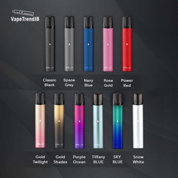 RELX DEVICE - SG VAPE SHOP COD RELX DEVICE CASSIC from System closed pod vape , SG VAPE COD. Specification : Closed Pod / Cartridge System All-in-One Device Built-in Battery 350mAh Maximum Wattage: 6W E-Liquid Capacity: 2ml Package Included : 1x Device 1x USB Cable ⚠️RELX DEVICE COMPATIBLE POD WITH⚠️ GENESIS POD J13 POD KIZZ POD LANA POD RELX CLASSIC POD R-ONE POD SP2 POD ZENO POD ZEUZ POD ⚠️RELX DEVICE COLOR AVAILABLE LINE UP⚠️ Classisc Black Gold Shades Gold Twillight Navy Blue Power Red Purple Ocean Sky Blue Space Grey Tiffany Blue SG VAPE COD SAME DAY DELIVERY , CASH ON DELIVERY ONLY. ORDER BEFORE 5PM , SAME DAY NIGHT SLOT 7PM – 10PM RECEIVED PARCEL. TAKE BULK ORDER /MORE ORDER PLS CONTACT US : LANAVAPESG WHATSAPP VIEW OUR DAILY NEWS INFORMATION VAPE : LANAVAPESG CHANNEL