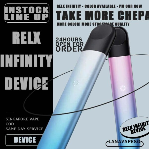 RELX INFINITY DEVICE - SG VAPE SHOP COD The Relx Infinity Device in our Singapore Store - LanaVapeSg Ready Stock , Get it now with us and same day delivery ! Specification : Built-in Battery 380mAh Fast Charging with Type-C Cable SuperSmooth Technology Automatic (Draw activated) Magnetic Pod Connection Portable Charge Case – Sold Separately E-Liquid Capacity: 2ml Package included : 1x Device 1x Type-C Cable ⚠️COMPATIBLE POD WITH⚠️ RELX INFINITY POD ISHO INFINITY POD ZEUZ INFINITY POD LANA INFINITY POD ⚠️DEVICE COLOR LINE UP⚠️ Black Deep Blue Gold Green Red Silver Silver Blue Sky Blush SG VAPE COD SAME DAY DELIVERY , CASH ON DELIVERY ONLY. ORDER BEFORE 5PM , SAME DAY NIGHT SLOT 7PM – 10PM RECEIVED PARCEL. TAKE BULK ORDER /MORE ORDER PLS CONTACT US : LANAVAPESG WHATSAPP VIEW OUR DAILY NEWS INFORMATION VAPE : LANAVAPESG CHANNEL