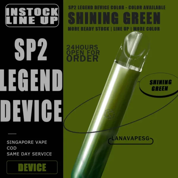 SP2 LEGEND SERIES DEVICE - SG VAPE SHOP COD SP2 LEGEND SERIES DEVICE System Closed Pod Vape from malaysia SP2 Official production , Not same with Blitz Series only design of Glossy. In our Singapore Store - Lana Vape Sg Ready Stock , Get it now with us and same day delivery ! Specification : Built-in Battery 380mAh Magnetic Pod Connection Full Charge 40min last up to 300-500 puff Package Included : 1 x Device 1 x Type-C Cable ⚠️SP2 LEGEND DEVICE COMPATIBLE POD WITH⚠️ GENESIS POD J13 POD KIZZ POD LANA POD RELX CLASSIC R-ONE POD SP2 POD ZENO POD ZEUZ POD ⚠️SP2s LEGEND DEVICE COLOUR LINE UP⚠️ Gold Green – Aqua Shell Purple Blue – Rainbow Indigo Purple Gold – Roseple Star Silver Blue – Spring Blue SG VAPE COD SAME DAY DELIVERY , CASH ON DELIVERY ONLY. ORDER BEFORE 5PM , SAME DAY NIGHT SLOT 7PM – 10PM RECEIVED PARCEL. TAKE BULK ORDER /MORE ORDER PLS CONTACT US : LANAVAPESG WHATSAPP VIEW OUR DAILY NEWS INFORMATION VAPE : LANAVAPESG CHANNEL