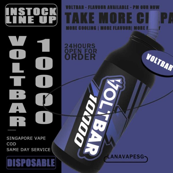 VOLT BAR 10000 DISPOSABLE - VAPE SG Discover the new series of VOLT BAR 10000 puffs rechargeable disposable pod, enjoy the long-lasting battery and variety of super tasty flavors. More strong, more taste and more power. Voltbar 10,000 puffs is a latest disposable pod of VOLTBAR with 13 variety of flavors. Each flavors is able to satisfied your sweet tooth! More strong, more tasty,more power! Specification : Strength : 5% Type: Rechargeable with Type C Puffs: 10,000 ⚠️VOLTBAR 10000 DISPOSABLE FLAVOUR LIST⚠️ Aloe Vera Grape Double Mango Grape Apple Grape Honeydew Honyedew Melon Kiwi Passion Guava Mango Peach Watermelon Mix Fruit Raybina Strawberry Grape Strawberry Kiwi Watermelon Lychee Watermelon Strawberry Yogurt Blackcurrant Grape Lemon Cola Mango Peach Strawberry Mango Peach Pear Strawberry Ice Cream Strawberry Lychee SG VAPE COD SAME DAY DELIVERY , CASH ON DELIVERY ONLY. ORDER BEFORE 5PM , SAME DAY NIGHT SLOT 7PM – 10PM RECEIVED PARCEL. TAKE BULK ORDER /MORE ORDER PLS CONTACT US : LANAVAPESG WHATSAPP VIEW OUR DAILY NEWS INFORMATION VAPE : LANAVAPESG CHANNEL