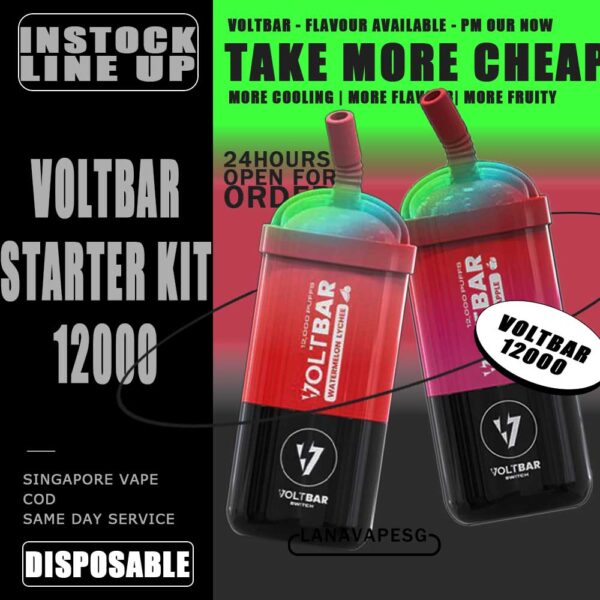 VOLTBAR SWITCH 12,000 STARTER KIT - VAPE SG Unleash long-lasting satisfaction - Voltbar Switch package includes a single pre-filled cartridge designed to provide up to 12,000 puffs. RGM LIGHT Immerse yourself in a delightful vaping experience with our RGB LIGHT device. It not only provides mesmerizing color displays but also delivers incredibly satisfying puffs. Enhance your vaping journey with vibrant visuals and unparalleled pleasure. RECHARGEABLE Get the Voltbar Switch, a rechargeable Type-C device that offers a rapid charging experience. Say goodbye to lengthy waiting periods and start enjoying vaping in no time. 12,000 PUFF Introducing our revolutionary pre-filled pod with an astounding capacity of 12,000 puffs. With this innovative product, you can enjoy an extended vaping experience like never before. Say goodbye to frequent refills and hello to uninterrupted satisfaction. Try our 12,000 puffs pre-filled pod today and elevate your vaping journey to new heights. SPECIFICATION : Volume : 21ML Flavour Coil : Mesh Coil Fully Charged Time : 25mins Nicotine Strength : 5% ⚠️FLAVOUR LINE UP⚠️ Mint Chewing Gum Blackcurrant Melon Mango Kiwi Honeydew Ice Cream Yakult Original Grape Yacult Mango Yacult Passion Yacult Mango Vanilla Strawberry Grape Strawberry Watermelon Nescoffee Gold Hazelnut Coffee Watermelon Kiwi Mix Fruit Mango Watermelon Hawaii Mango Honeydew Double Grape Rootbeer Watermelon Ice Watermelon Bubblegum Grape Bubblegum Sour Bubblegum Honeydew Bubblegum Strawberry Apple Watermelon Lychee Peach Mango SG VAPE COD SAME DAY DELIVERY , CASH ON DELIVERY ONLY. ORDER BEFORE 5PM , SAME DAY NIGHT SLOT 7PM – 10PM RECEIVED PARCEL. TAKE BULK ORDER /MORE ORDER PLS CONTACT US : LANAVAPESG WHATSAPP VIEW OUR DAILY NEWS INFORMATION VAPE : LANAVAPESG CHANNEL