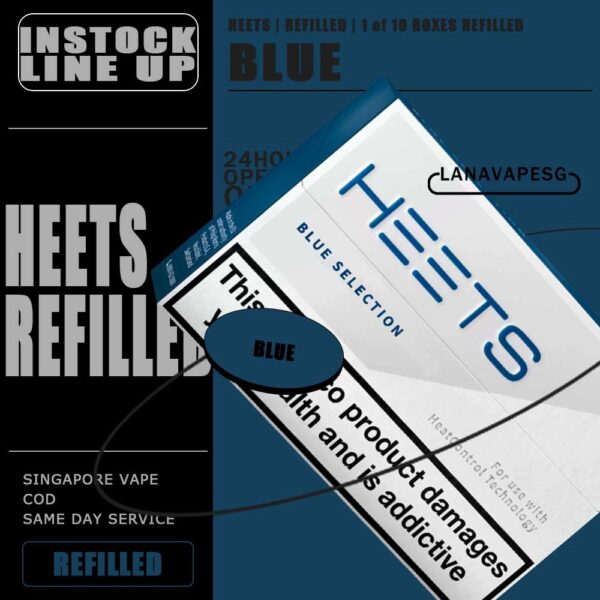 BLUE - HEETS REFILL ( SG VAPE ) Blue flavour has the deep menthol , giving an intense cooling sensation.  tobacco sticks are a lot smaller tha conventioal cigarettes and are designed for use exclusively with the IQOS system. Package Include : 1 Items = 1 Strip (10 boxes) *We Guarantee You The Sale Of 100% Original.* Best Seller of HEETS REFILL,READY STOCK NOW! Get it Now with SG VAPE ! *ABOVE SGD250 FREE DELIVERY CONTACT US !* SG VAPE COD SAME DAY DELIVERY , CASH ON DELIVERY ONLY. ORDER BEFORE 5PM , SAME DAY NIGHT SLOT 7PM – 10PM RECEIVED PARCEL. TAKE BULK ORDER /MORE ORDER PLS CONTACT US : LANAVAPESG WHATSAPP VIEW OUR DAILY NEWS INFORMATION VAPE : LANAVAPESG CHANNEL