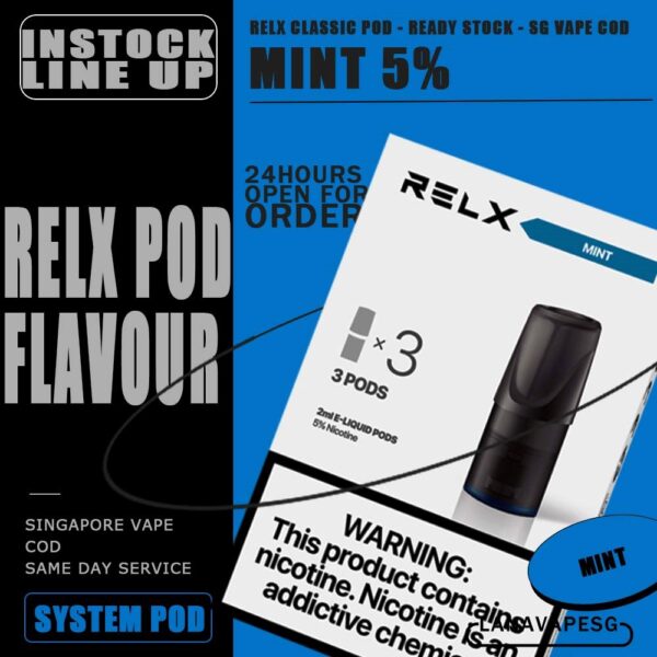 RELX CLASSIC POD The RELX Classic Pod in our Singapore Store - Lana Vape Sg Ready Stock , Get it now with us and same day delivery ! Specifications : Nicotine 3% / 5% Capacity 1.6ml per pod Ceramic atomizing technology for authentic flavor and throat hit sensation Package Included : 1 Pack of 3 pods ⚠️RELX CLASSIC POD COMPATIBLE DEVICE WITH⚠️ Dark Rider 3s Device DD Touch Device INSTAR Device RELX Device SP2 Device ⚠️RELX CLASSIS POD FLAVOUR LINE UP⚠️ Classic Tobacco 5% Coke Grape Green Bean Honeydew Icy Slush Mint 5% Passion Fruit Peach Oolong Watermelon SG VAPE COD SAME DAY DELIVERY , CASH ON DELIVERY ONLY. ORDER BEFORE 5PM , SAME DAY NIGHT SLOT 7PM – 10PM RECEIVED PARCEL. TAKE BULK ORDER /MORE ORDER PLS CONTACT US : LANAVAPESG WHATSAPP VIEW OUR DAILY NEWS INFORMATION VAPE : LANAVAPESG CHANNEL