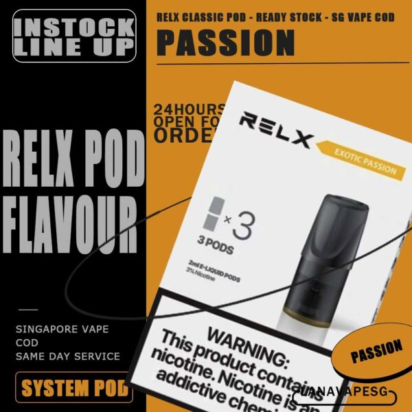 RELX CLASSIC POD The RELX Classic Pod in our Singapore Store - Lana Vape Sg Ready Stock , Get it now with us and same day delivery ! Specifications : Nicotine 3% / 5% Capacity 1.6ml per pod Ceramic atomizing technology for authentic flavor and throat hit sensation Package Included : 1 Pack of 3 pods ⚠️RELX CLASSIC POD COMPATIBLE DEVICE WITH⚠️ Dark Rider 3s Device DD Touch Device INSTAR Device RELX Device SP2 Device ⚠️RELX CLASSIS POD FLAVOUR LINE UP⚠️ Classic Tobacco 5% Coke Grape Green Bean Honeydew Icy Slush Mint 5% Passion Fruit Peach Oolong Watermelon SG VAPE COD SAME DAY DELIVERY , CASH ON DELIVERY ONLY. ORDER BEFORE 5PM , SAME DAY NIGHT SLOT 7PM – 10PM RECEIVED PARCEL. TAKE BULK ORDER /MORE ORDER PLS CONTACT US : LANAVAPESG WHATSAPP VIEW OUR DAILY NEWS INFORMATION VAPE : LANAVAPESG CHANNEL