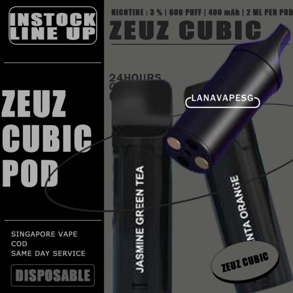 ZEUZ CUBIC CARTRIDGE POD  Introducing ZeuzCubic : Elevate Your Vaping Experience! Discover the future of vaping with ZeuzCubic - the ultimate blend of Innovation and statisfation. Our Cutting-edge Electronic Ciggarette offers a remarkable vaping experience that's truly exceptional. Specifications : Battery Capacity:400mAh Nicotine 3% 2ml Per Pod 600 Puff Package Include : 1 Pack of 3 Pods ZEUZ CUBIC CARTRIDGE FLAVOUR LIST : Apple Grape Blast Classic Tobacco Energy Drink Fanta Orange Grape Bubblegum Hi-Chew Lemon Ice Mint Jasmine Green Tea Lemon Cola Lychee Ice Mango Melon Peach Lychee Sour Apple The Real Rootbeer Tie Guan Yin Vitasoy Watermelon Ice Yakult SG VAPE COD SAME DAY DELIVERY , CASH ON DELIVERY ONLY. ORDER BEFORE 5PM , SAME DAY NIGHT SLOT 7PM – 10PM RECEIVED PARCEL. TAKE BULK ORDER /MORE ORDER PLS CONTACT US : LANAVAPESG WHATSAPP VIEW OUR DAILY NEWS INFORMATION VAPE : LANAVAPESG CHANNEL