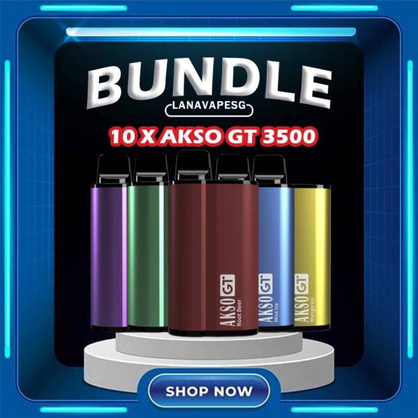 10 X AKSO GT 3500 DISPOSABLE Get 10 Box X  AKSO GT 3500 with amazing price! FREE DELIVERY Specification: Nicotine : 5% E-liquid Capacity:12ml Coil : Mesh Coil Battery Capacity: 650mAh(Rechargeable) Fully Charged Time : 30mins ⚠️AKSO GT3500 DISPOSABLE FLAVOUR LINE UP⚠️ Energy Drink Grape Ice Guava Lychee Ice Mango Ice Mint Ice Nutty Tobacco Pink Zest Strwaberry Cheesecake Watermelon Ice  Yam Sweet Watermelon  Mango Charcoal Roasted Coffee Apple Caramel Peanut Butter Cream Lemon Tart Sirap Bandung Rootbeer Mint Grape SG VAPE COD SAME DAY DELIVERY , CASH ON DELIVERY ONLY. ORDER BEFORE 5PM , SAME DAY NIGHT SLOT 7PM – 10PM RECEIVED PARCEL. TAKE BULK ORDER /MORE ORDER PLS CONTACT US : LANAVAPESG WHATSAPP VIEW OUR DAILY NEWS INFORMATION VAPE : LANAVAPESG CHANNEL