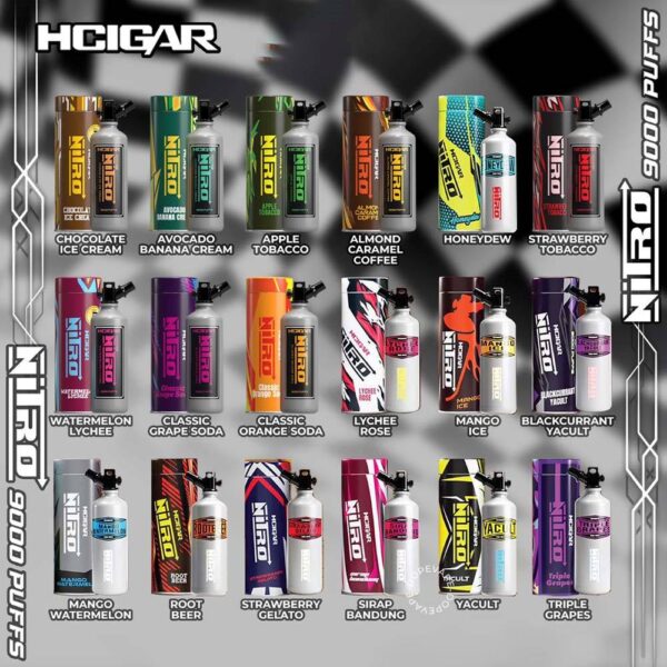 10 X HCIGAR NITRO 9000 DISPOSABLE 10 X HCIGAR NITRO 9000 DISPOSABLE FREE DELIVERY The Hcigar Nitro Vape 9000 Puffs is a new arrival with all new outlook design in the vape market with up to 9000 puffs and 18 flavors available in Vape Singapore ! Hcigar Nitro Vape 9000 Puffs have come with three different series which are : Fruity Series, Drinks Series and Creamy Series. Smell of fruit which is sweet and some flavors are cold, which is the most popular and nice series!  The top flavors are : Triple Grape, Mango Watermelon and Honeydew. Specifications :  Puff : 9000 Puffs Nicotine : 5% Charging : Rechargable with Type C ⚠️NITRO 9000 VAPE DISPOSABLE FLAVOUR LIST⚠️ Honeydew Mango Watermelon Triple Grape Strawberry Gelato Yacult Sirap Bandung Rootbeer Blackcurrant yacult Mango ice Grape soda Orange soda Watermelon lychee Strawberry tbc Apple tbc Chocolate ice cream Avocado banana cream Almond caramel coffee Lychee Rose SG VAPE COD SAME DAY DELIVERY , CASH ON DELIVERY ONLY. ORDER BEFORE 5PM , SAME DAY NIGHT SLOT 7PM – 10PM RECEIVED PARCEL. TAKE BULK ORDER /MORE ORDER PLS CONTACT US : LANAVAPESG WHATSAPP VIEW OUR DAILY NEWS INFORMATION VAPE : LANAVAPESG CHANNEL