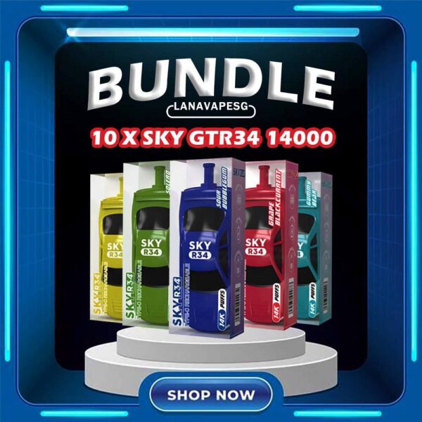 10 X SKY GTR34 14000 DISPOSABLE 10 X SKY GTR34 14000 DISPOSABLE FREE DELIVERY The SKY GTR34 14000 DISPOSABLE in our Vape Singapore Store Ready Stock ,  Get it now with us and same day delivery ! The Sky R34 offers an extended vaping experience with approximately 14000 puffs in a single device. It features a high nicotine concentration for a satisfying hit and comes with a rechargeable battery, ensuring longevity and convenience. The device is designed to be user-friendly and portable, offering a seamless vaping experience without the need for frequent refills or recharges. Its impressive puff capacity makes it an ideal choice for those seeking an extended disposable vape option. ⚠️SKY GTR34 14000 DISPOSABLE FLAVOUR LINE UP⚠️ Grape Blackcurrant Sour Bubblegum Honeydew Watermelon Double Mango Lemon Cola Gummy Bear Mix Berries Mango Grape Mango Lychee Solero Lime SG VAPE COD SAME DAY DELIVERY , CASH ON DELIVERY ONLY. ORDER BEFORE 5PM , SAME DAY NIGHT SLOT 7PM – 10PM RECEIVED PARCEL. TAKE BULK ORDER /MORE ORDER PLS CONTACT US : LANAVAPESG WHATSAPP VIEW OUR DAILY NEWS INFORMATION VAPE : LANAVAPESG CHANNEL