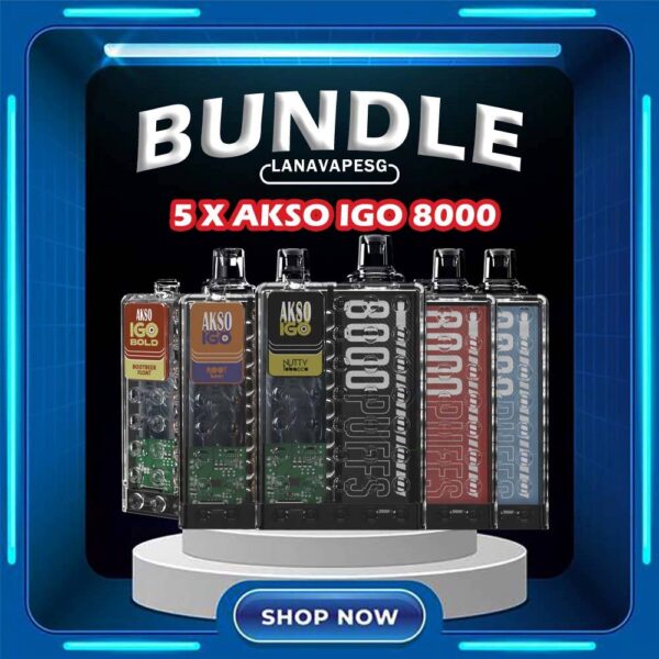 5 X AKSO IGO 8000 DISPOSABLE Package Include : 5 X AKSO IGO 8000 DISPOSABLE FREE DELIVERY Akso Igo e-cigarette is the latest device from the house of Akso that has already created tremendous buzz in the market! The device is Ergonomic centric and very looks of this device is extremely pleasing as it takes us back in time. The device comes with a powerful battery, a mesh coil and delivers upto 8000 puffs making your money absolutely count. Packs in an 1.1Ω meshed coil and UK made juice delivers a smooth and consistent taste right through to the last puff. Choose flavour and place order now for same day delivery ! Specification : Puff:8000 Puffs Charger:Type C Cable Capacity:15ml Battery:650mah LED Light Battery Indicator 10 Seconds Cut-Off Protection Over Temperature Protection Under Voltage Protection 3.6V Constant Voltage Output ⚠️AKSO IGO 8000 DISPOSABLE FLAVOUR LIST⚠️ Aloe Grape Blackcurrant Ice Caramel Cookies Caramel Mocha Lychee Ross Mango Ice Mango Peach Nutty Tobacco Root Beer Strawberry Cheese Vanilla Milk Watermelon Ice Apple Yakult Passion Fruit Yakult Rootbeer Float Strawberry Yakult SG VAPE COD SAME DAY DELIVERY , CASH ON DELIVERY ONLY. ORDER BEFORE 5PM , SAME DAY NIGHT SLOT 7PM – 10PM RECEIVED PARCEL. TAKE BULK ORDER /MORE ORDER PLS CONTACT US : LANAVAPESG WHATSAPP VIEW OUR DAILY NEWS INFORMATION VAPE : LANAVAPESG CHANNEL