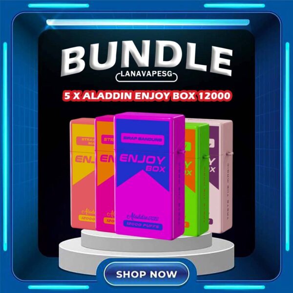 5 X ALADDIN PRO ENJOY BOX 12000 DISPOSABLE Package Include : 5 X ALADDIN PRO ENJOY BOX 12000 DISPOSABLE FREE DELIVERY The ENJOY BOX 12K DISPOSABLE is a Malaysian E-Cigarette specially produced to suits the Malaysian taste buds with rich aromas and delicious flavors. The ALADDIN BOX 12k PUFFS Product is got 17pcs + flavours line up , choose your flavour and get it now with us Vape Singapore! Specification : Puffs : 12,000 Coil : 1.0 Ohm Mesh coil Battery Capacity : 650mAh Rechargeable Nicotine Strength : 5% Charging Time : Roughly 10 min – 15 min ⚠️ENJOY BOX 12000 FLAVOUR LINE UP⚠️ Energy Drink Guava Hazelnut Coffee Strawberry Mango Cappucino Honeydew Sirap Bandung Mango Yakolt Strawberry Grape Double Mango Candy Honeydew Yakolt Mango Peach Mango Yakolt Sour Bubblegum Solero Lime Strawberry Blackcurrant White Coffee Mango Bubblegum Strawberry Bubblegum Mixed Bubblegum Solero Yakult SG VAPE COD SAME DAY DELIVERY , CASH ON DELIVERY ONLY. ORDER BEFORE 5PM , SAME DAY NIGHT SLOT 7PM – 10PM RECEIVED PARCEL. TAKE BULK ORDER /MORE ORDER PLS CONTACT US : LANAVAPESG WHATSAPP VIEW OUR DAILY NEWS INFORMATION VAPE : LANAVAPESG CHANNEL