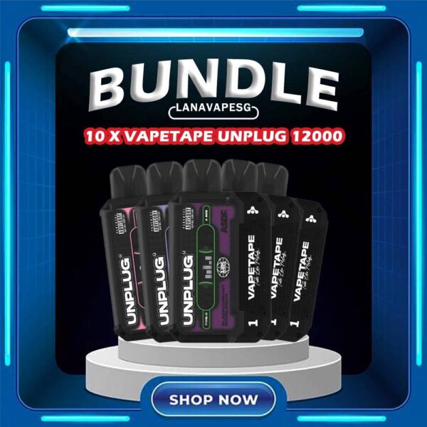 10 X VAPETAPE UNPLUG 12000 / 12K DISPOSABLE Package Include : 10 X VAPETAPE UNPLUG 12000 DISPOSABLE FREE DELIVERY The VAPETAPE UNPLUG 12k DISPOSABLE in our Vape Singapore Shop – LanaVapeSg Ready stock , Get it now with us and same day delivery ! The Vapetape Unplug 12K by ASDF , provides an excellent vaping experience with a 12,000 puffs capacity. For ease of use and diversity, this disposable system combines with a 5% nicotine context and type C charghing port. Its creative design prioritises portability and ease of use while offering a fulfilling vaping experience. Users looking for a longer lasting choice without the inconvenience of refills or recharges may enjoy a customisable and controlled vaping experience with this device’s features including adjustable airflow and a battery indicator. Specification: Puffs : 12000 puffs Volume : 21ML Flavour Charging : Rechargeable with Type C Coil : Mesh Coil Fully Charged Time : 25mins Nicotine Strength : 5% ⚠️VAPETAPE UNPLUG 12K FLAVOUR LINE UP⚠️ Berries Yogurt Blackcurrant Berries Blackcurrant Bubblegum Double Grape Honeydew Bubblegum Honeydew Slurpee Mango Slurpee Solero Tropical Strawberry Grapple Watermelon Bubblegum SG VAPE COD SAME DAY DELIVERY , CASH ON DELIVERY ONLY. ORDER BEFORE 5PM , SAME DAY NIGHT SLOT 7PM – 10PM RECEIVED PARCEL. TAKE BULK ORDER /MORE ORDER PLS CONTACT US : LANAVAPESG WHATSAPP VIEW OUR DAILY NEWS INFORMATION VAPE : LANAVAPESG CHANNEL