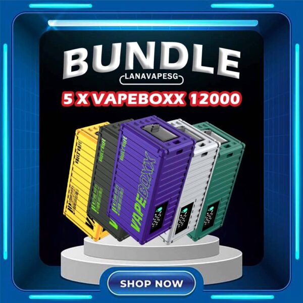 5 X VAPEBOXX 12000 / 12K DISPOSABLE Package Include : 5 X VAPEBOXX 12000 /12K DISPOSABLE FREE DELIVERY The VAPEBOXX 12000 DISPOSABLE Has 12K Puffs in our Vape Singapore Store , Ready Stock on sale , Get it now with us and same day delivery ! The VapeBoxx 12000 By Vault Vape , is a Adjustable Airflow with Type-C Fast Charging Kontainer Container and the Vape boxx 12k available Nicotine 50mg 5%. Specifition : Smart Screen Display Hidden Foldable TIP Explosive Cloud Adjustable Airflow Convenient Landyard Compatible ⚠️VAPEBOXX 12000 DISPOSABLE FLAVOUR LIST⚠️ Double Mango Energy Bull Grape Apple Grape Yogurt Gummy Bear Hazelnut Coffee Honeydew Melon Mixed Fruit Original Yakult Solero Ice Cream Sour Bubblegum Strawberry Ice Cream Grape Sparkling Lychee Sparkling Green Apple Sparkling Watermelon Bubblegum Blackcurrant Grape Kiwi Strawberry Apple SG VAPE COD SAME DAY DELIVERY , CASH ON DELIVERY ONLY. ORDER BEFORE 5PM , SAME DAY NIGHT SLOT 7PM – 10PM RECEIVED PARCEL. TAKE BULK ORDER /MORE ORDER PLS CONTACT US : LANAVAPESG WHATSAPP VIEW OUR DAILY NEWS INFORMATION VAPE : LANAVAPESG CHANNEL