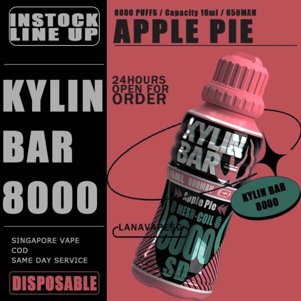 KYLIN BAR 8000 / 8K DISPOSABLE The KYLIN BAR 8000 / 8K DISPOSABLE in our Vape Singapore – LanaVapeSg Ready Stock on sale , Get it now with us and same day delivery . Specification : Approx. 8000 puffs Capacity 16ml Mesh Coil Rechargeable Battery 600mAh Charging Port: Type-C ⚠️KYLIN BAR 8000 DISPOSABLE FLAVOUR⚠️ Apple Pie Caramel Popcorn Chocolate Coffee Honeydew Milkshake Peanut Butter Blueberry Grape Passion Fruit Lemon Mango SG VAPE COD SAME DAY DELIVERY , CASH ON DELIVERY ONLY. ORDER BEFORE 5PM , SAME DAY NIGHT SLOT 7PM – 10PM RECEIVED PARCEL. TAKE BULK ORDER /MORE ORDER PLS CONTACT US : LANAVAPESG WHATSAPP VIEW OUR DAILY NEWS INFORMATION VAPE : LANAVAPESG CHANNEL