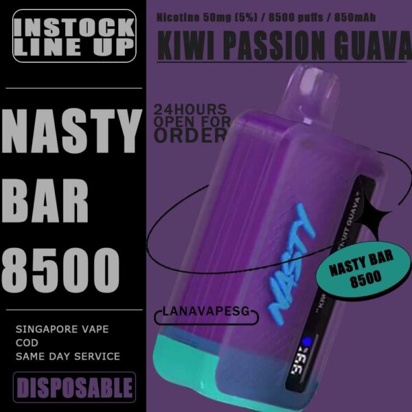 NASTY BAR 8500 / 8.5K DISPOSABLE The NASTY BAR 8500 / 8.5k DISPOSABLE in our Vape Singapore - LANAVAPESG Ready stock on sale , Get it now with us and same day delivery ! Specification : Nicotine 50mg (5%) Approx. 8500 Puff Capacity 17ml Rechargeable Battery 650mAh E-liquid and Battery Display Screen Charging Port: Type-C ⚠️NASTY BAR 8500 DISPOSABLE FLAVOUR⚠️ Aloe Grape Berry & Grape Double Grape Juicy Peach Kiwi Passion Fruit Guava Pineapple Ice Strawberry Ice Triple Mango Watermelon Ice SG VAPE COD SAME DAY DELIVERY , CASH ON DELIVERY ONLY. ORDER BEFORE 5PM , SAME DAY NIGHT SLOT 7PM – 10PM RECEIVED PARCEL. TAKE BULK ORDER /MORE ORDER PLS CONTACT US : LANAVAPESG WHATSAPP VIEW OUR DAILY NEWS INFORMATION VAPE : LANAVAPESG CHANNEL