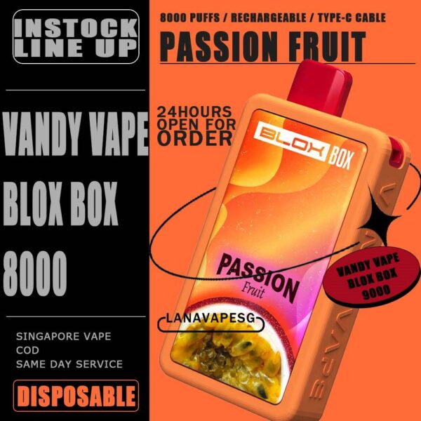VANDY VAPE BLOX BOX 8000 / 8K DISPOSABLE The VANDY VAPE BLOX BOX 8000 / 8K DISPOSABLE in our Vape Singapore – LanaVapeSg Ready Stock on sale , Get it now with us and same day delivery . Specification : Approx.8000 Puffs Rechargeable Battery Charging Port: Type-C ⚠️VANDY VAPE BLOX BOX 8000 DISPOSABLE FLAVOUR⚠️ Chocolate Waffle Mango Ice Passion Fruit Syrup Bandung Solero Ice Cream Watermelon Ice Taro Ice Cream Movie Popcorn Peanut Butter Strawberry SG VAPE COD SAME DAY DELIVERY , CASH ON DELIVERY ONLY. ORDER BEFORE 5PM , SAME DAY NIGHT SLOT 7PM – 10PM RECEIVED PARCEL. TAKE BULK ORDER /MORE ORDER PLS CONTACT US : LANAVAPESG WHATSAPP VIEW OUR DAILY NEWS INFORMATION VAPE : LANAVAPESG CHANNEL