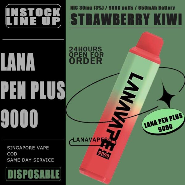 LANA PEN PLUS 9000 / 9K DISPOSABLE The Lana Pen Plus 9000 Puffs disposable vape is cool design and it is rechargeable. It contains nicotine salt e-juice and vapes up to 9k puffs , There are many flavours for you to choose from. The Lana Pen Plus 9k rechargeable port at the bottom of the device guarantees you finish the last drop of the e-juice in the tank every time. The Lana Pen Plus it is welcome by many vapers due to the vaping taste and the appearance, the LED Flash will change color when vaping, looks cool too. Specifition : 9000 Puffs E-Liquid Capacity: 15ml Battery Capacity: 650mAh 3% Nicotine Rechargeable: USB Type-C charger LED Flashing Light ⚠️LANA PEN PLUS 9000 DISPOSABLE FLAVOUR⚠️ Cantaloupe (Honeydew) Passion Fruit Grape Lychee Strawberry Milk Watermelon Apple Mixed Fruit Blue Raspberry Pomegranate Taro Ice Cream Frozen Bubblegum Frozen Strawberry Kiwi Frozen Lychee Frozen Grape Frozen Sea Salt Lemon Frozen Passion Fruit Frozen Super Mint Frozen Strawberry Watermelon Frozen Watermelon Frozen Tie Guan Yin Pomelo Blackcurrant Mint Mango Peach Kiwi Passion Guava Mint SG VAPE COD SAME DAY DELIVERY , CASH ON DELIVERY ONLY. ORDER BEFORE 5PM , SAME DAY NIGHT SLOT 7PM – 10PM RECEIVED PARCEL. TAKE BULK ORDER /MORE ORDER PLS CONTACT US : LANAVAPESG WHATSAPP VIEW OUR DAILY NEWS INFORMATION VAPE : LANAVAPESG CHANNEL